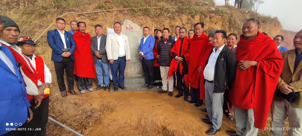 Yimkhiung Tribal Council (YTC) office cum Resource Centre building foundation stone was laid by S Kiusumew, MLA and Advisor for Fire & Emergency, Home Guard and Civil Defence, Relief & Rehabilitation on December 27 at Pungro Town. The programme was chaired by Makezho, Executive Chairman of YTC and dedicated by Tsuyihba Pastor Pungro Town Baptist Church. Leaders, representatives from civil organizations, GBs and District Administration Kiphire attended the programme.